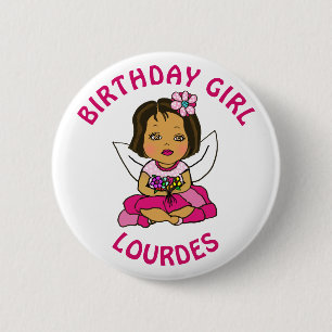 Personalized Pretty Fairy Birthday Girl 2 Inch Round Button