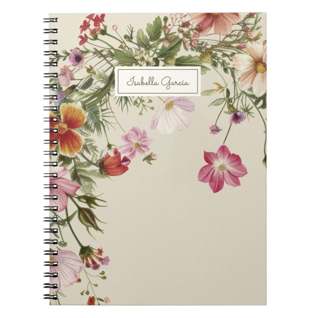 Personalized Pretty Floral Name Notebook (Front)