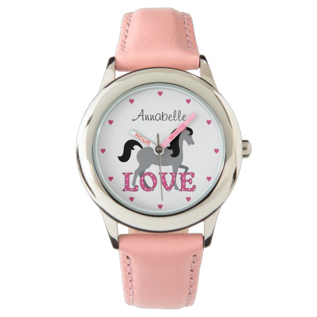 Personalized Pretty Horse and Pink Love Watch (Front)