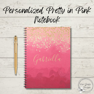 Personalized Pretty in Pink With Gold Notebook