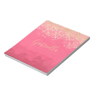 Personalized Pretty in Pink With Gold Notepad
