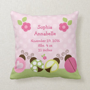 Personalized "Pretty Ladybugs & Flowers" Pillow