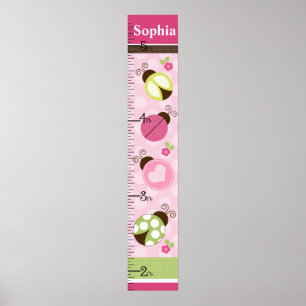 Personalized Pretty Ladybugs w/dots Growth Chart
