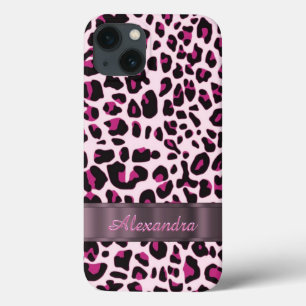 Personalized pretty leopard animal print iPhone 13 case