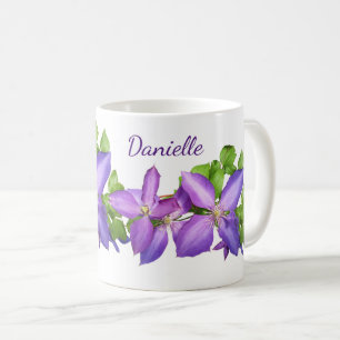 Personalized Pretty Mauve Clematis Coffee Mug