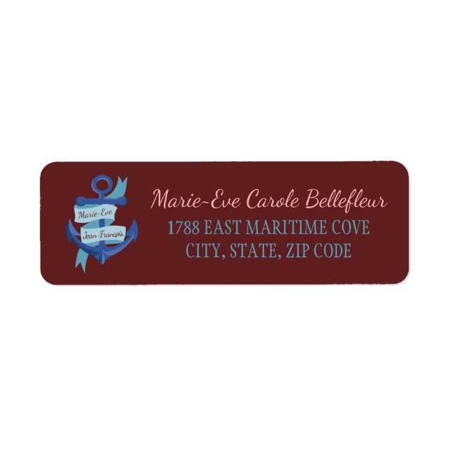 Personalized Pretty Nautical Blue Anchor Wedding (Front)