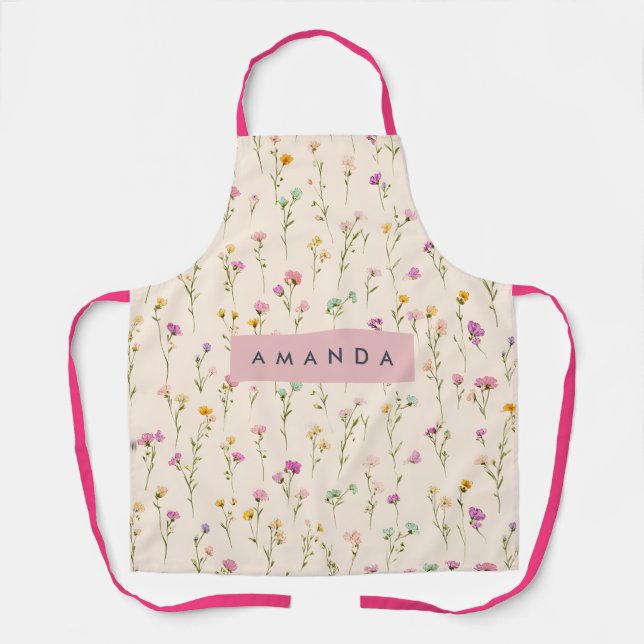Personalized Pretty Pastel Blossoms Apron (Front)