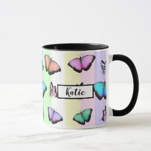 Personalized Pretty Pastel Butterflies Mug
