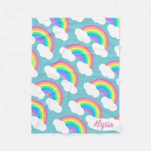 Personalized Pretty Pastel Rainbows Gift Fleece Blanket