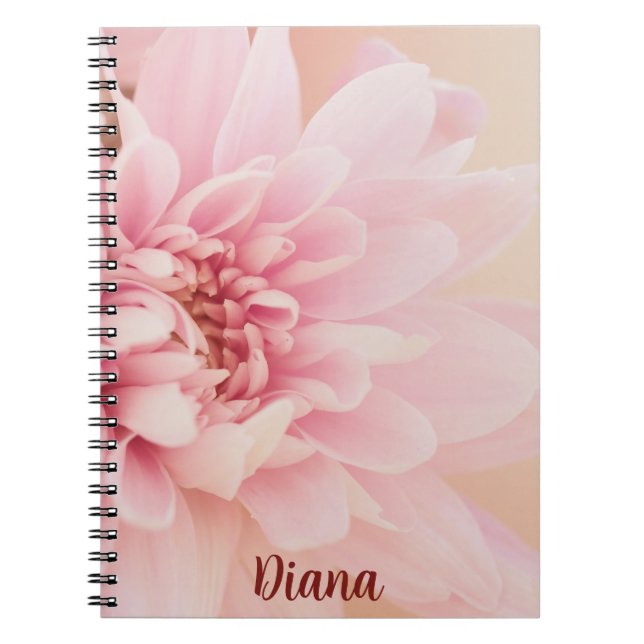 Personalized Pretty Pink Dahlia Notebook (Front)