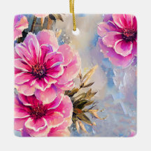 Personalized Pretty Pink Flowers Floral Christmas