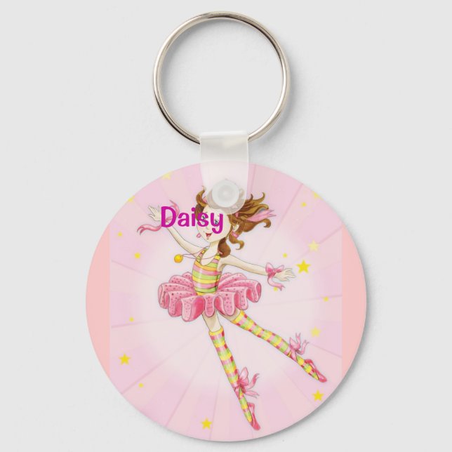 Personalized pretty pink gift ideas for girls keychain (Front)