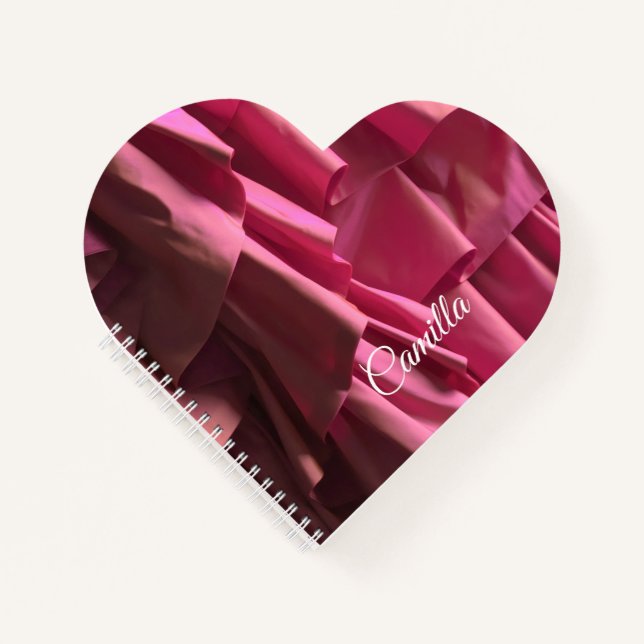 Personalized Pretty Pink Ruffles Pattern Modern Notebook (Front)