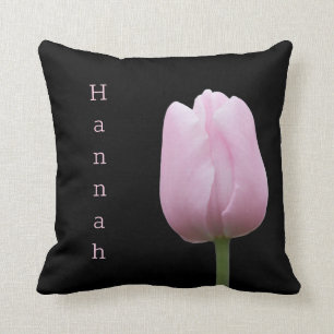 Personalized Pretty Pink Tulip Throw Pillow