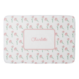 Personalized Pretty Preppy Peony Placemat Bath Mat