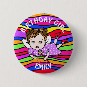 Personalized Pretty Purple Fairy Birthday Girl 2 Inch Round Button
