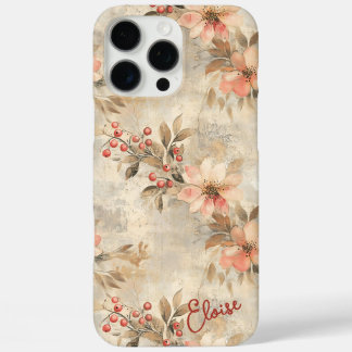 Personalized Pretty Shabby Chic Winter Floral  iPhone 16 Pro Max Case