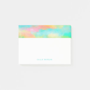 Personalized Pretty Soft Aqua Watercolor Border Post-it Notes