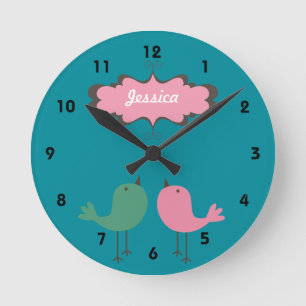 Personalized Pretty Two Birds Wall Clock