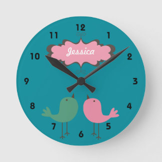 Personalized Pretty Two Birds Wall Clock