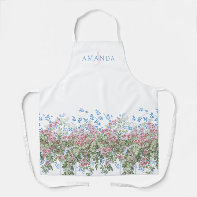 Personalized Pretty Watercolor Wildflower Border Apron (Front)