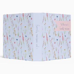 Personalized Pretty  watercolor Wildflower Meadow Binder