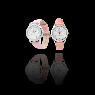 Personalized Pretty White Cat Sitting on Pillow Watch