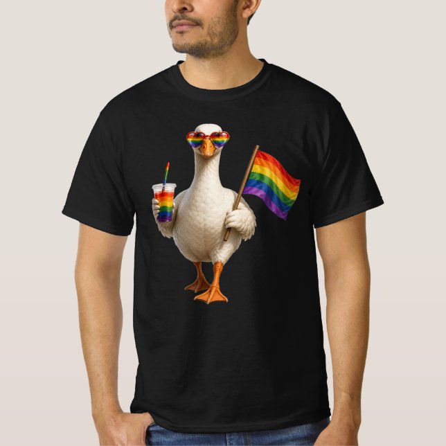 Personalized Pride Goose | Custom Text | LGBT  T-Shirt (Front)
