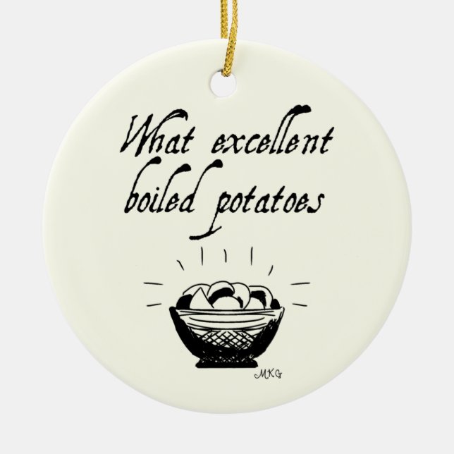 Personalized Pride & Prejudice Boiled Potatoes Fun Ceramic Ornament (Front)