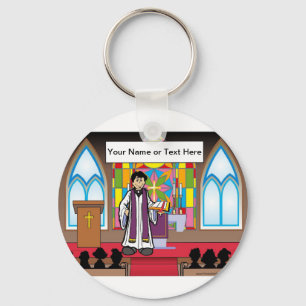 Personalized Priest - Male Cartoon  Keychain