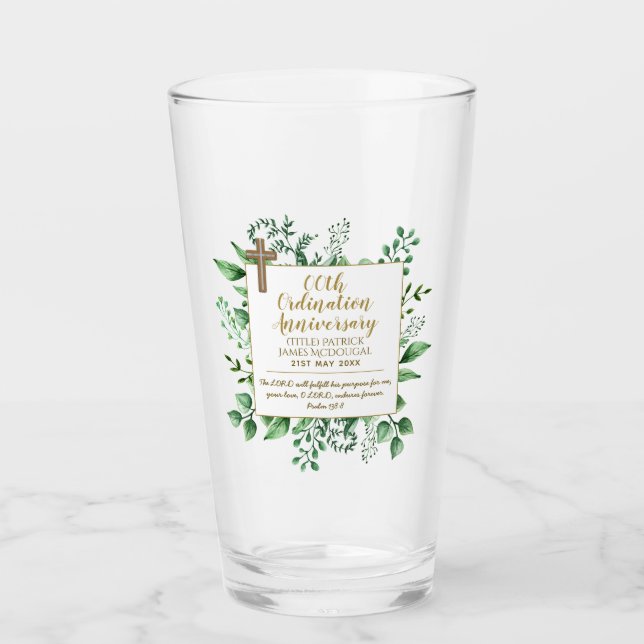 Personalized Priest Ordination Anniversary Gift Glass (Front)