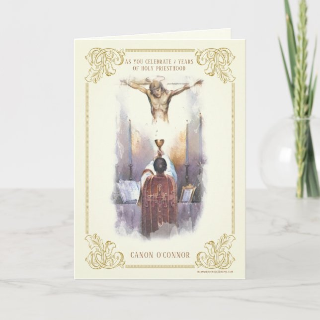 Personalized Priest Ordination Religious Jesus Card (Front)