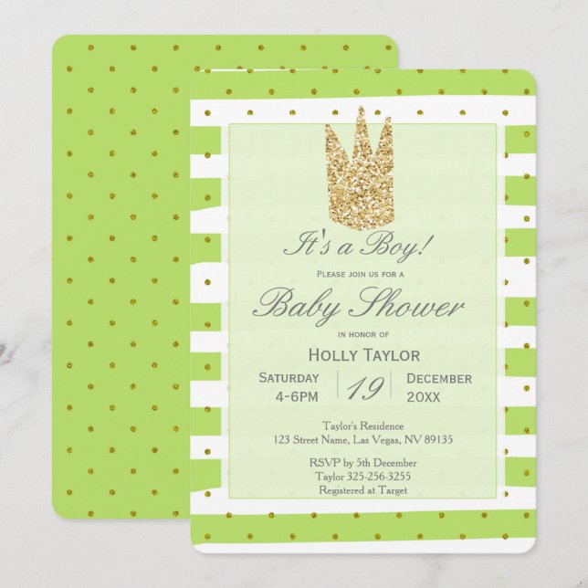 Personalized Prince Baby Shower Invitation (Front/Back)