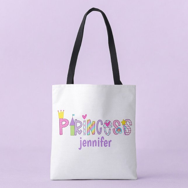 Personalized Princess Alphabet Bright Colourful  Tote Bag (Creator Uploaded)