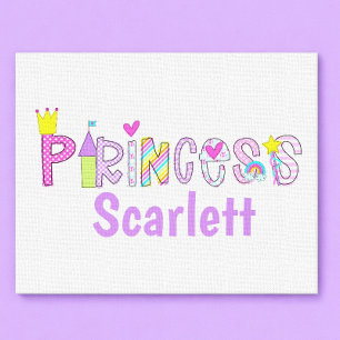 Personalized Princess Alphabet Crown Castle Wand  Canvas Print