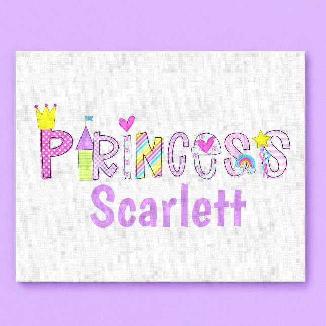Personalized Princess Alphabet Crown Castle Wand  Canvas Print (Creator Uploaded)
