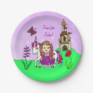 Personalized Princess and Unicorn Birthday Party Paper Plate
