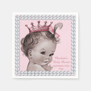 Personalized Princess Baby Shower Faux Diamonds Napkin
