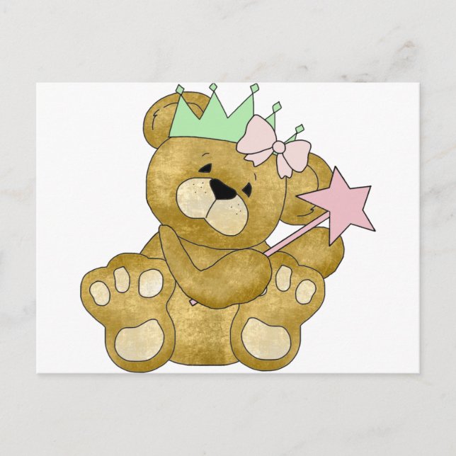 Personalized Princess Bear invitations & stickers (Front)