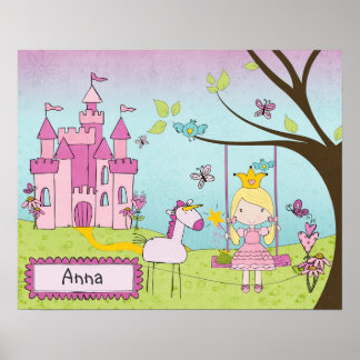 Personalized Princess Castle Art Poster
