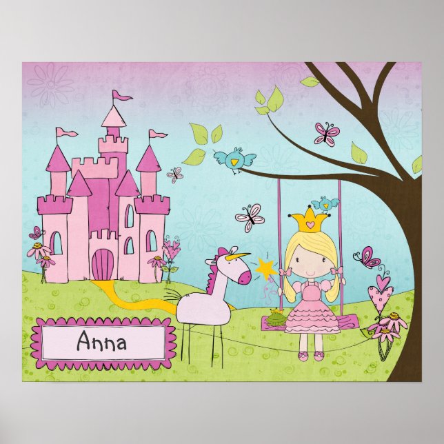 Personalized Princess Castle Art Poster (Front)
