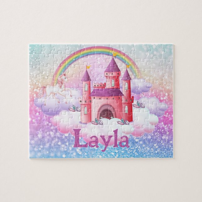 Personalized Princess Castle Child Name Puzzle  (Horizontal)