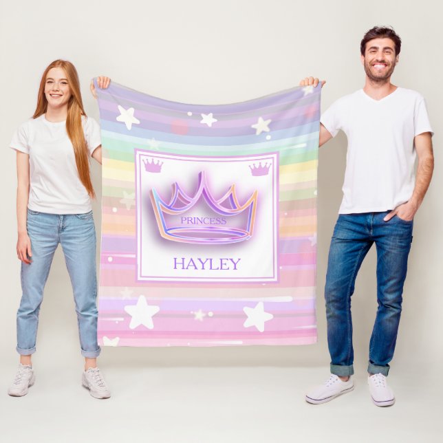 Personalized Princess Colourful  Fleece Blanket (In Situ)