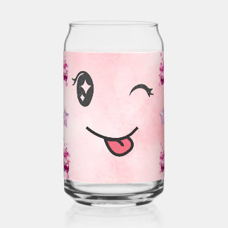 Personalized Princess Crown & Cute Wink Face Glass