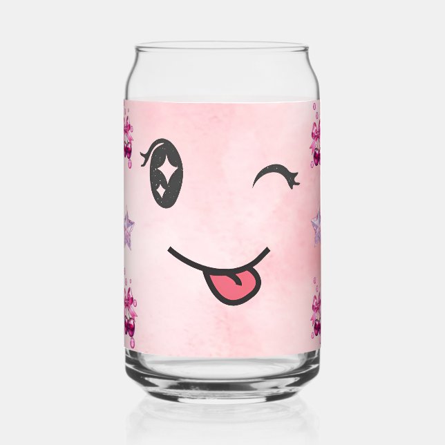 Personalized Princess Crown & Cute Wink Face Glass (Recto)