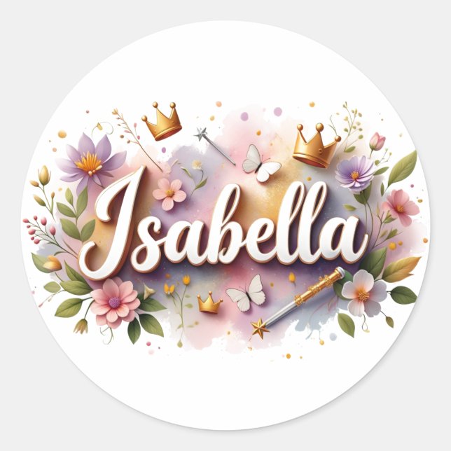 Personalized  Princess Floral Isabella Stickers  (Devant)