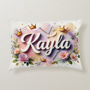 Personalized Princess Floral Name Accent Pillow