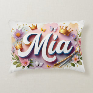 Personalized  Princess Floral Name  Accent Pillow