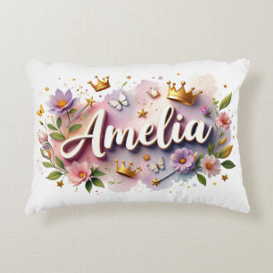 Personalized  Princess Floral Name  Accent Pillow