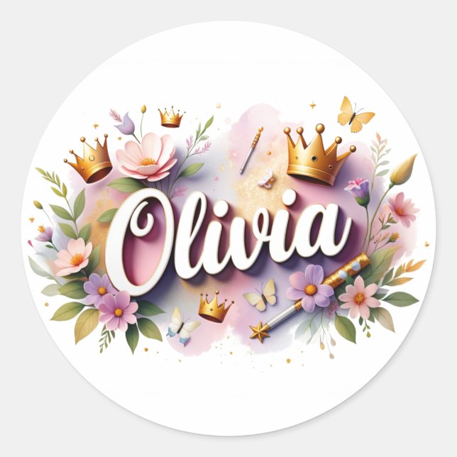 Personalized  Princess Floral Name Stickers (Front)